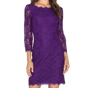 DVF Zarita lace shift dress in purple - like new